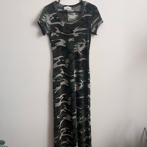 Le Chateau Green Camouflage Maxi Dress (possibly vintage)